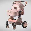 Cute Pink Checkered Toddler Play Equipment Stroller with Canopy Seat and Wheels