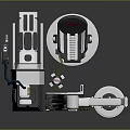 Modern BBQ Equipment With Cylindrical Tank And Mechanical Components Industrial Design