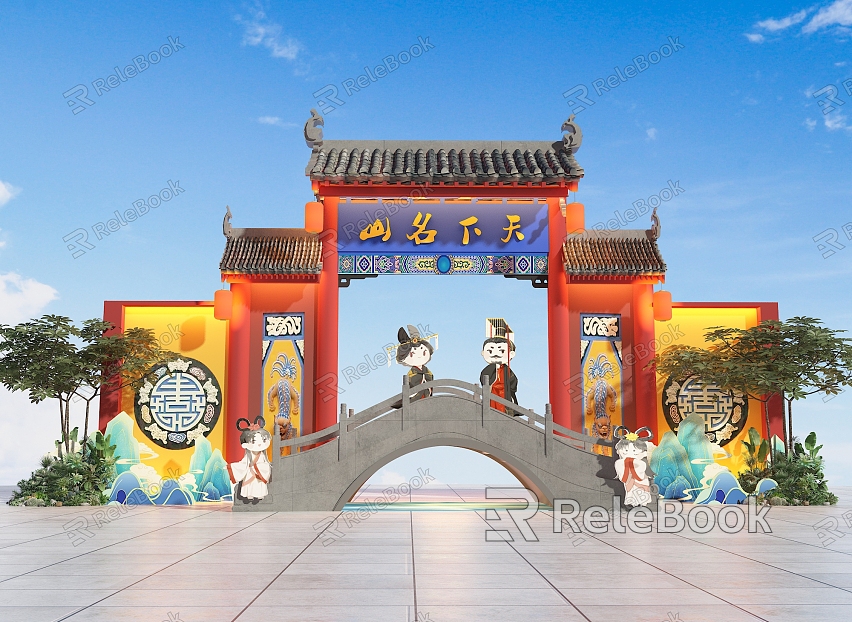 Scenic entrance scene layout beautiful Chen festival beautiful Chen model