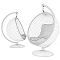 Stylish Transparent Bubble Hanging Leisure Chair With Soft Grey Velvet Cushion And Polished Metal Base