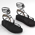 Stylish Black Sandals With Wraparound Ankle Straps And Thick Comfortable Sole
