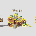 Playful Bee Themed Honeycomb Shaped Feature Wall With Slide For Kids Playground