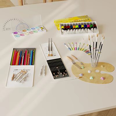 017 Painting Tools Modern Art Supplies Brush Picture Book Children's Color Lead Children's Stationery 3d model