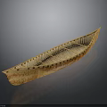 Traditional Wooden Canoe With Intricate Textured Design For River Water Travel