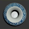 Traditional Blue And White Vase Sculpture With Intricate Carved Floral Patterns