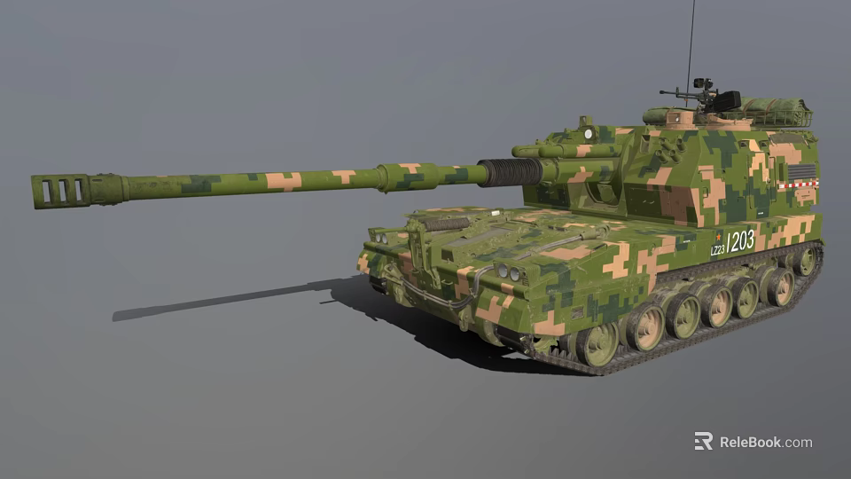 Modern Camouflage Tank With Long Gun Barrel And Number 120 In Military Design 3d model 