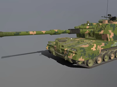 Modern Camouflage Tank With Long Gun Barrel And Number 120 In Military Design 3d model