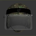 Protective Camouflage Helmet With Transparent Face Shield And Secure Strap Design