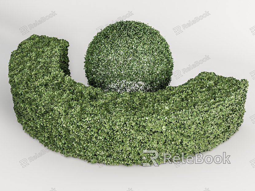 Modern Shrub Phnom Penh Yellow Poplar Shrub Fence Green Plant model