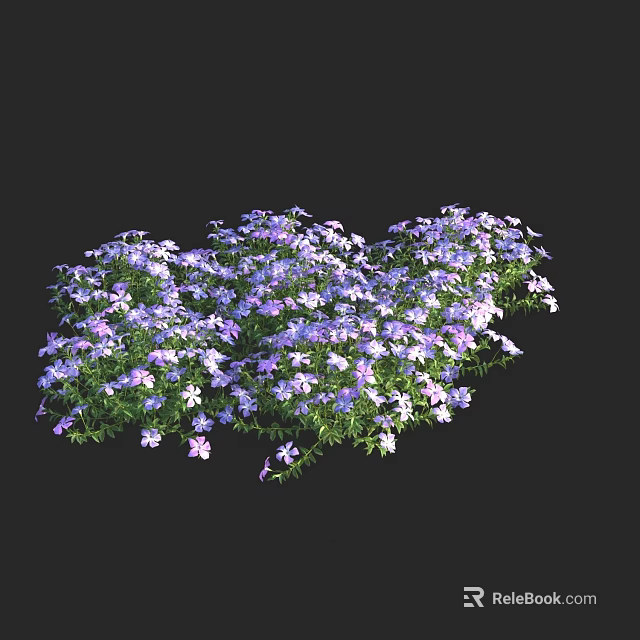 Vibrant Small Flowers Arrangement With Purple White Blooms And Green Foliage 3d model 