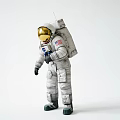 Decorative Ornament Set With Detailed Astronaut Model In Spacesuit And Gold Helmet