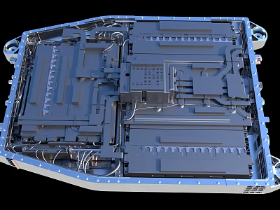 Detailed View Of Mechanical Internal Structure With Metal Frames And Wiring Components 3d model