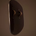 Oval Brown Leather Shield With Golden Decorations Central Metal Boss And Crescent Moon Designs