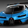 Bugatti Blue Sports Car With Sleek Body Rear Wing And High Performance