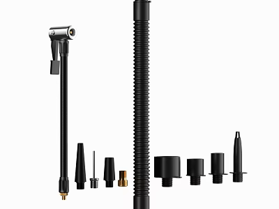 Black Tool Accessories Set With Long Rod Nozzles And Connectors 3d model