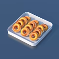 Multiple Delicious Golden Brown Donuts Neatly Arranged on a White Tray