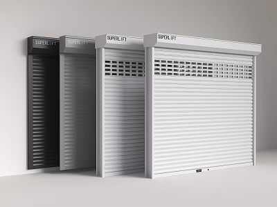Split Brand Roller Shutters in Black Grey White with Grille Designs 3d model