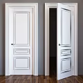 White Hinged Door With Simple Panel Design Open In Modern Home Interior Decoration 3d model