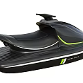 Sleek Black Wave Craft Yacht With Green Accent Stripes And Modern Design