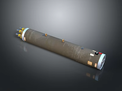 Military Cylindrical Weapon With Yellow Tip Metal Body Functional Rear Section And Tactical Design 3d model