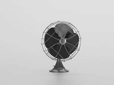 Black Tabletop Fan With Metal Mesh Cover And Sleek Round Base Design 3d model