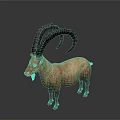 Detailed Brown Ibex Model With Large Curved Horns Standing On Neutral Gray Background