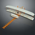 Detailed Vintage Biplane Model with Orange Support Structure and Runway 3d model