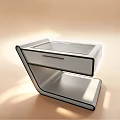 Modern Coffee Table With Unique Glass Top Drawer And Metallic Layered Shelf