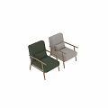 Cozy Beige Single Chair Featuring Fuzzy Fabric Wooden Armrests Legs And Cushion