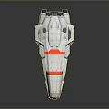 Futuristic White Sci Fi Spaceship with Red Stripes Sleek Aerodynamic