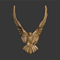 Golden Eagle Statue With Spread Wings And Detailed Feather Design 3d model