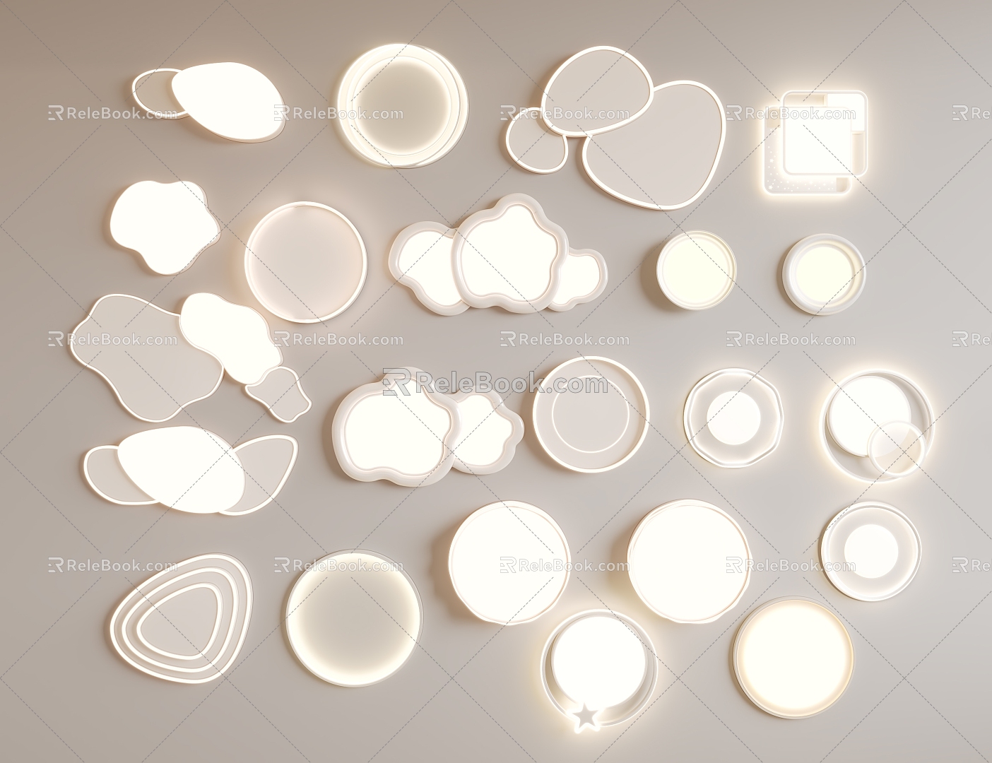 Modern Ceiling Light Cloud Ceiling Light Children Ceiling Light Flat Light 3d model