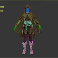 Game Movie Character 3D Model With Gray Hooded Cloak Brown Tunic And Boots