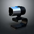 Black And Silver Webcam With Adjustable Stand HD Lens And Blue Accent