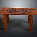 Wooden Workbench Surface With Various Tools Including Hammer Wrench And Pliers 3d model