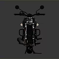 Black Modern Motorcycle With Leather Seat Classic Headlight And Spoked Wheels