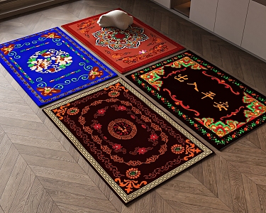 National style carpet embroidery carpet tapestry 3d model