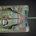 Military Green Camouflage Tank With Long Barrel Tracks And Turret Design
