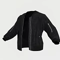 Black Bomber Jacket With Zip Pockets And Simple Casual Design 3d model