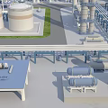 Advanced Industrial Equipment In Plant With Storage Tanks Pipes Robotic Arm And Platforms