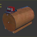 Household Orange Rusty Cylindrical Storage Tank With Red Control Device On Top 3d model