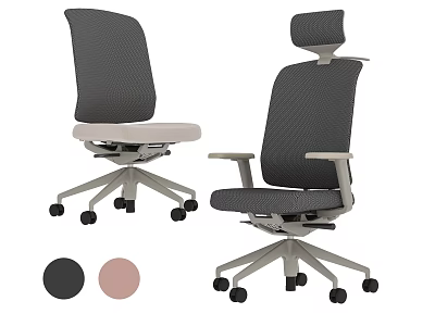 Modern Office Chairs with Mesh Back Light Seat Cushion and Color Options for Home Office 3d model