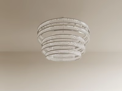 Modern Multi tiered Circular Chandelier with Silver Metal Frame and Crystal Accents 3d model