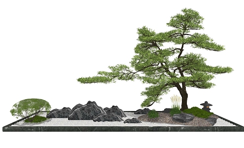 New Chinese landscape sketch rockery pine landscape sketch 3d model