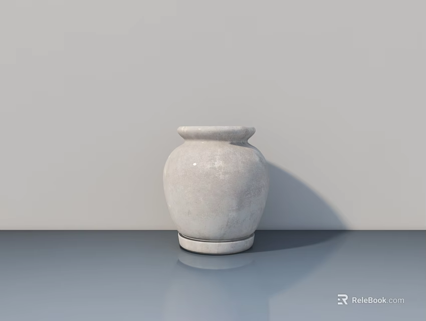 Handcrafted White Ceramic Sculpture Jar With Smooth Surface On Gray Background 3d model