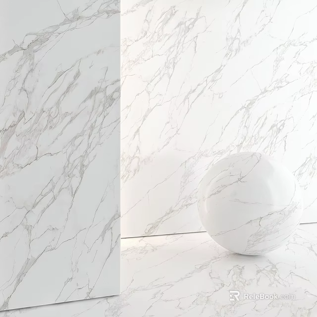 White Marble Components With Sphere And Textured Wall Design 3d model 