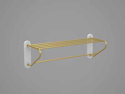 Modern Golden Wall Mounted Towel Rack Bathroom Accessories for Home 3d model