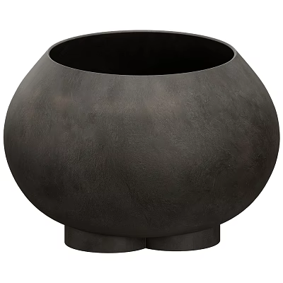 Black Matte Textured Ceramic Vessel With Round Spherical Shape And Solid Base 3d model