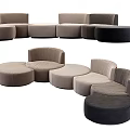 Modern Curved Modular Sectional Sofa With Beige Dark Gray Velvet Upholstery And Circular Design