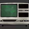 Vintage Retro Computer With Green Screen Display And Mechanical Keyboard 3d model
